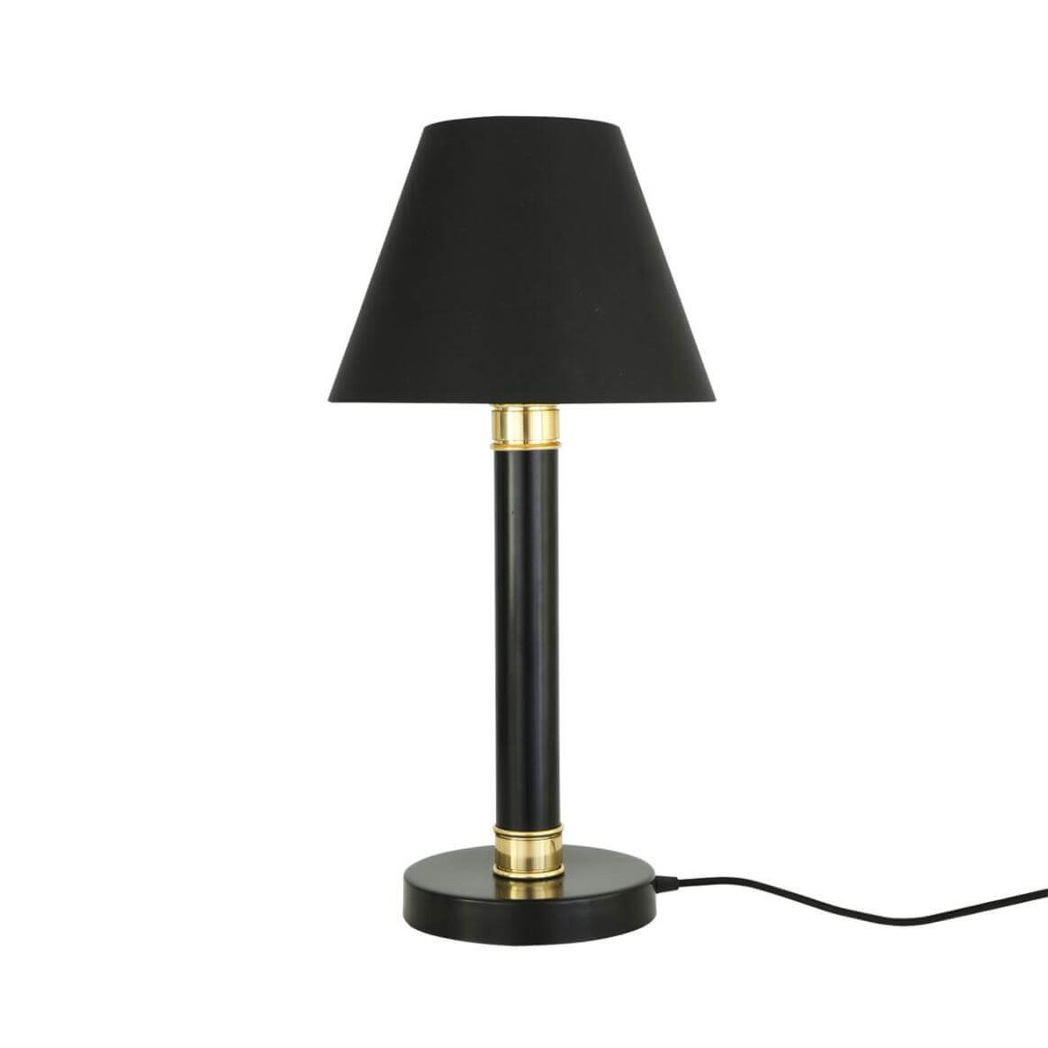 Mullan Kangos Traditional Brass Pillar Table Lamp - Powder-Coated Matte Black Finish