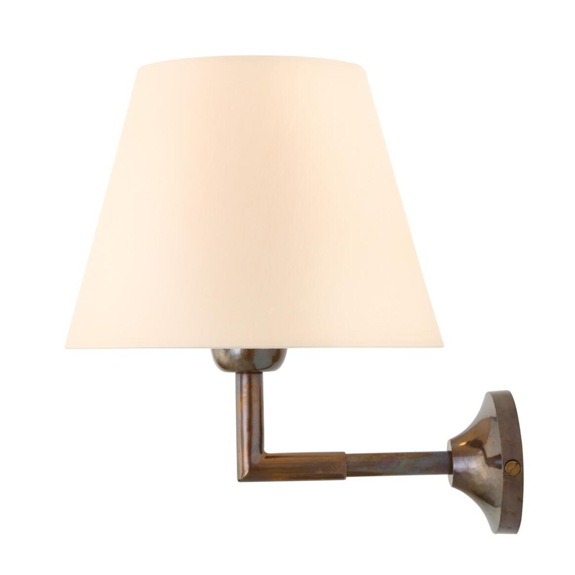 Mullan - Kilkee Modern Brass Wall Light with Fabric Shade 20cm IP20 - Antique Brass Finish