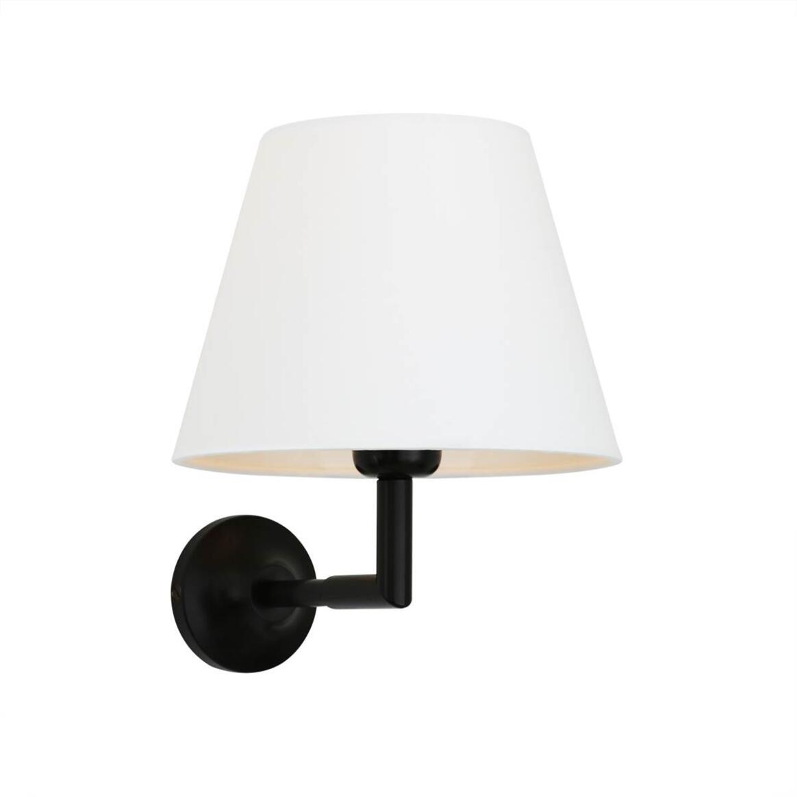 Mullan - Kilkee Modern Brass Wall Light with Fabric Shade 20cm IP20 - Powder Coated Matte Black Finish