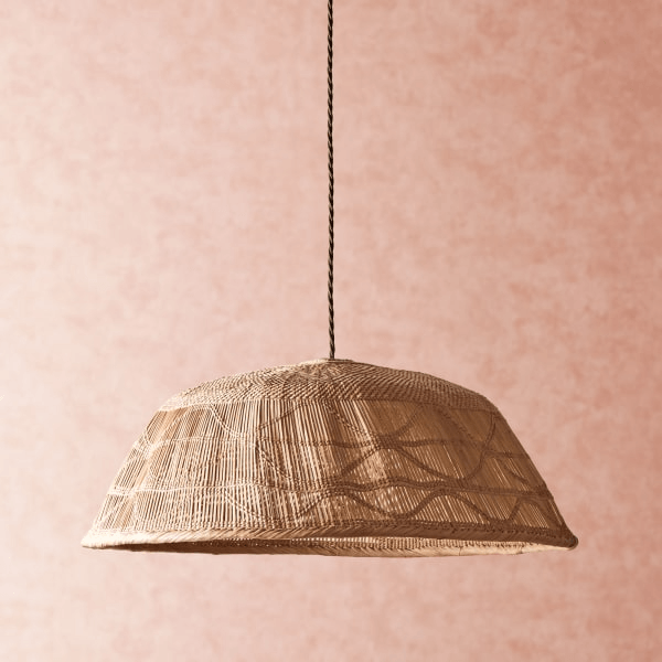 Pooky - Khaya Pendant Light Shade With Binga Pattern - Larger - Natural