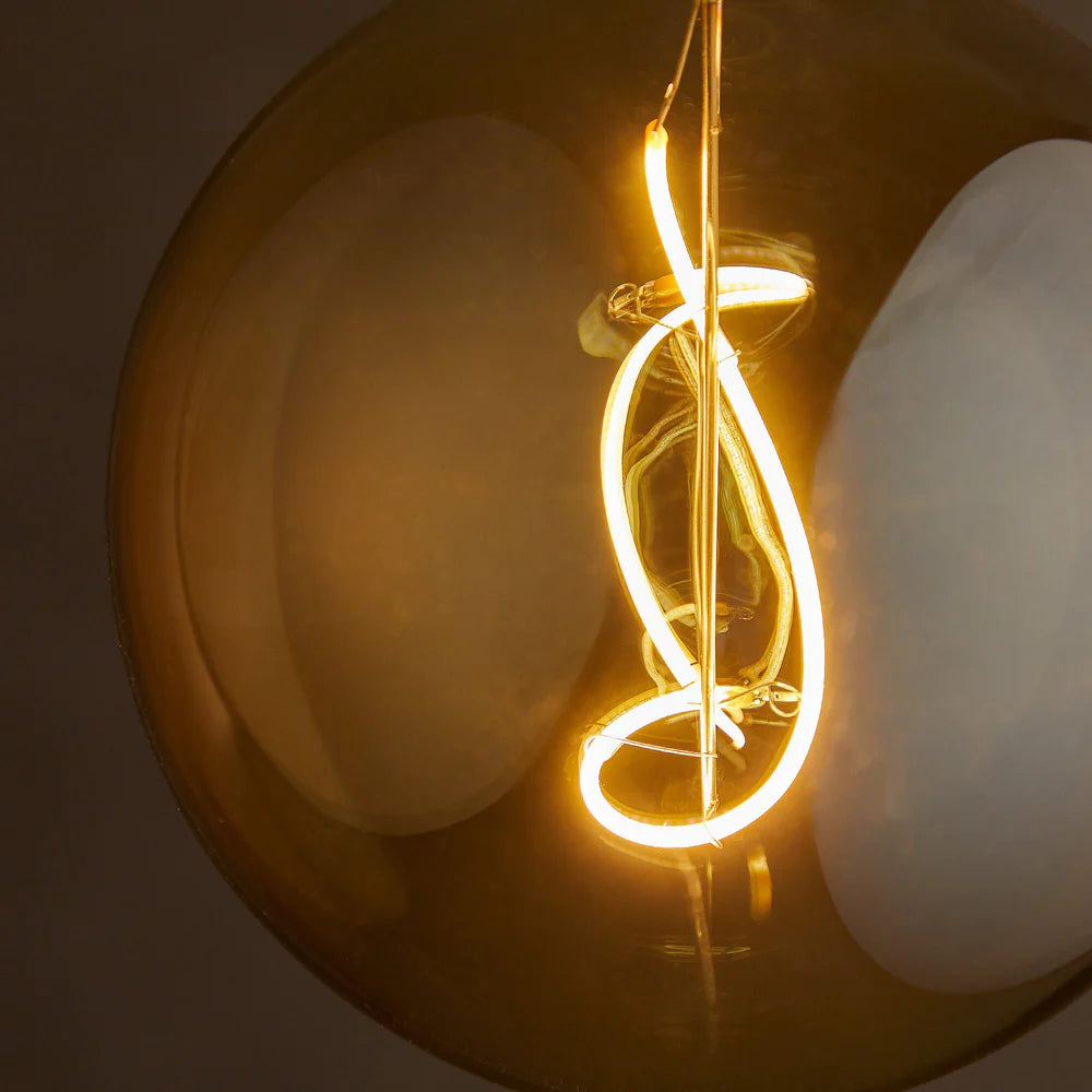 Pooky Extra Large Globe 4 Watt Irregular Filament LED Bulb with Amber Coating and B22 Fitting