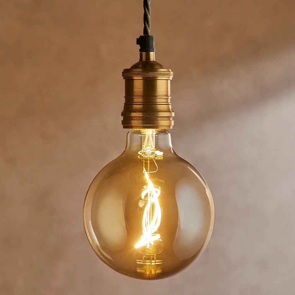 Pooky Extra Large Globe 4 Watt LED Irregular Filament Bulb with Amber Coating and E27 Fitting