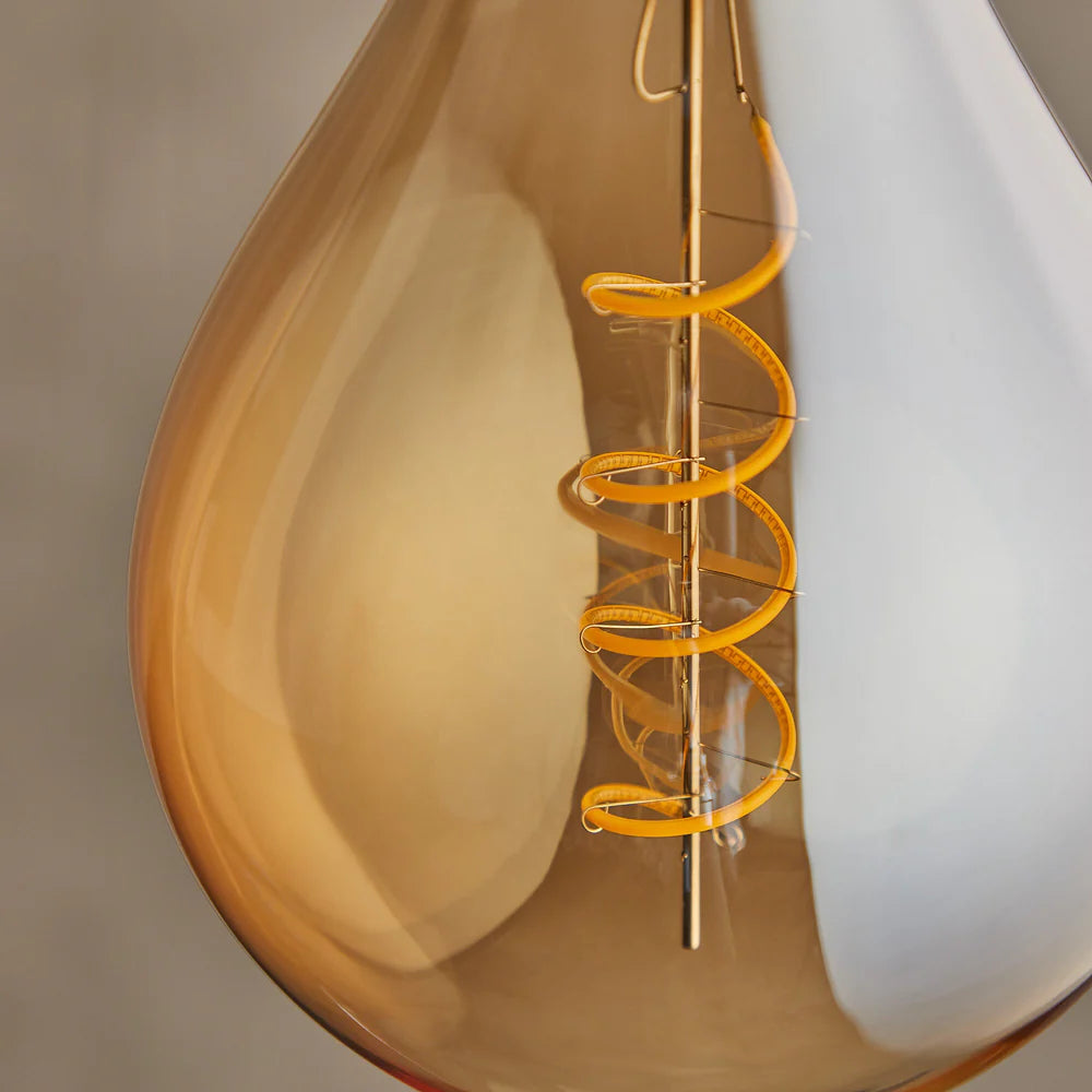 Pooky Giant 4 Watt LED Curled Filament Bulb with Amber Coating and E27 Fitting