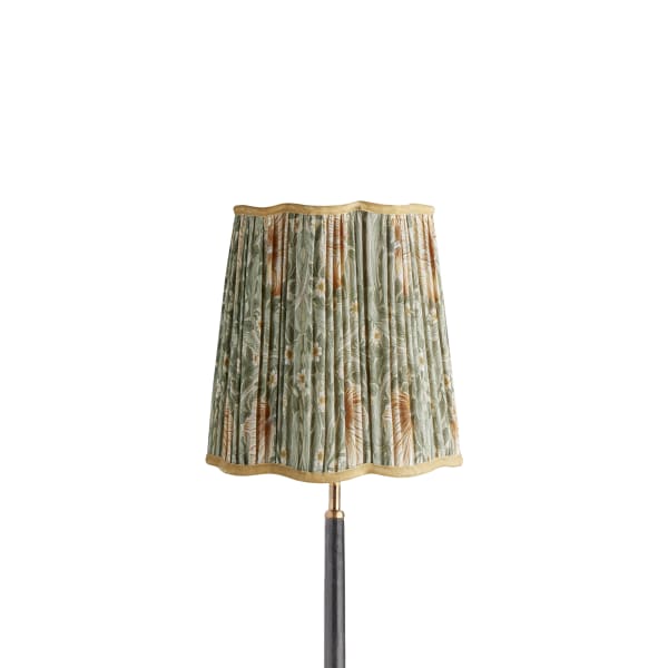 Pooky - 25cm Scalloped Tall Tapered Shade - Bay Leaf & Manilla Silk Pimpernel - Morris & Co.