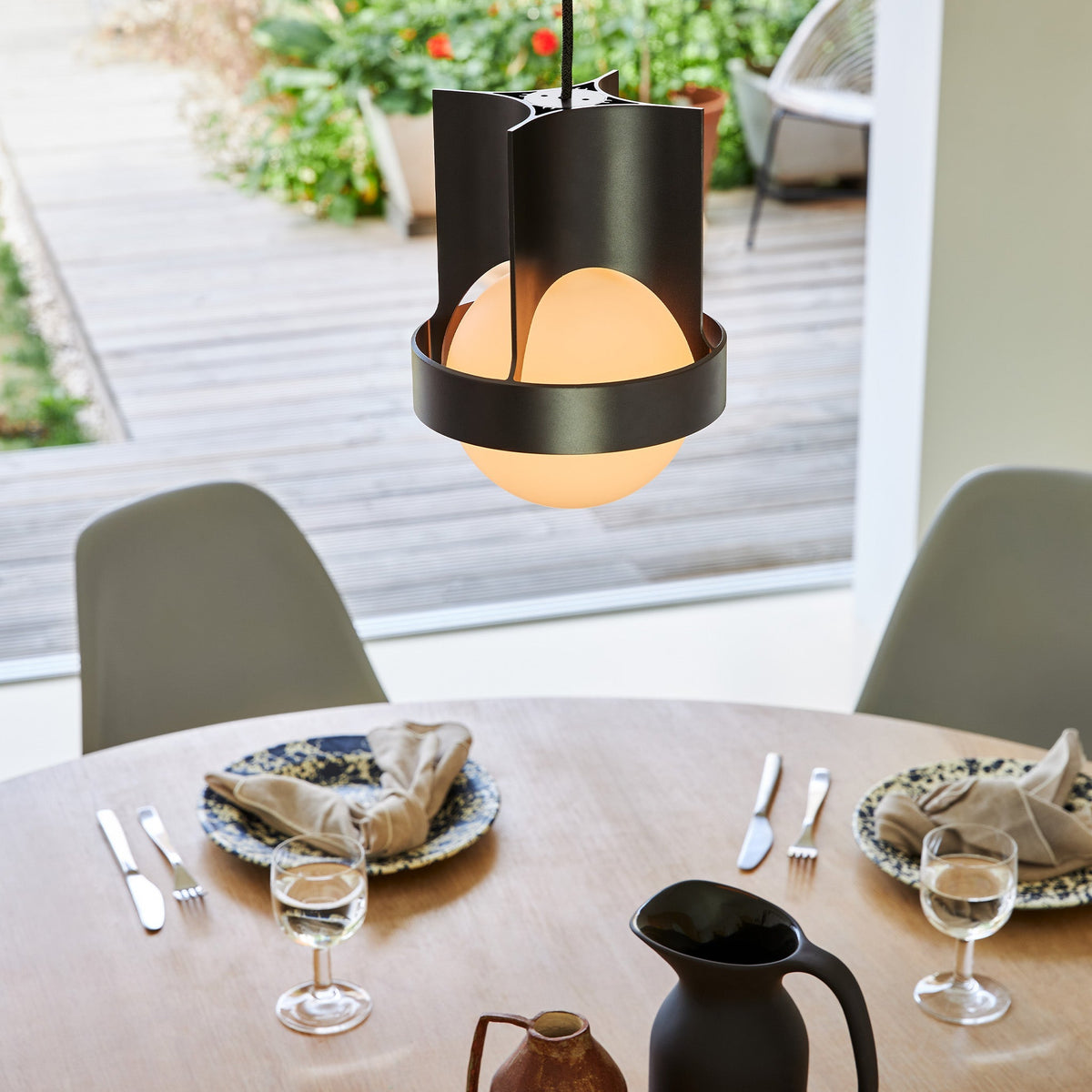 Tala Loop Single Pendant in Dark Grey + Sphere IV