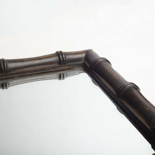 Pooky - Baloo Mirror - Ebony Finish close-up of the bamboo-style frame showcasing intricate design details.