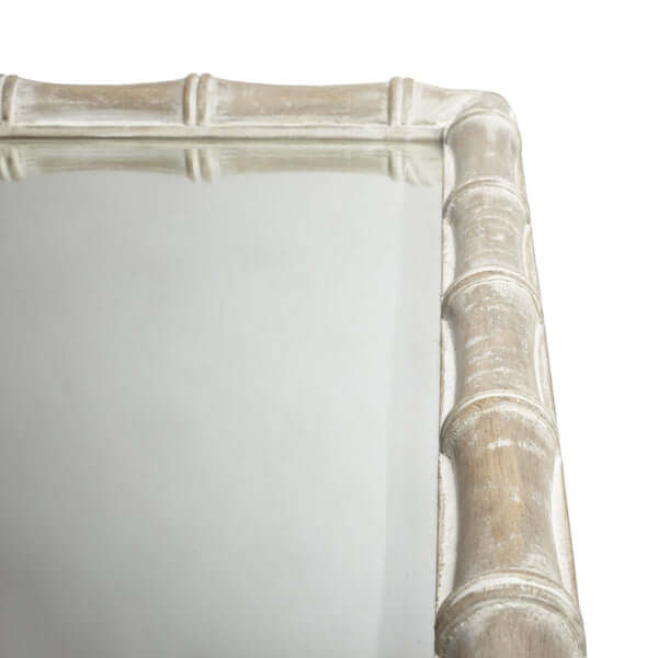 Pooky - Baloo Mirror - Natural Whitewash Finish with a bamboo-inspired frame design and elegant whitewash detailing.