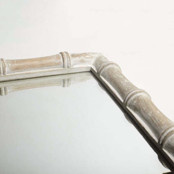 Pooky - Baloo Mirror - Natural Whitewash Finish close-up of bamboo-style frame and reflective surface