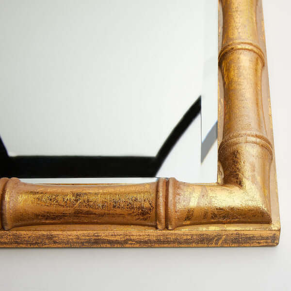 Pooky - Baloo Mirror - Gold Finish close-up of bamboo-style frame with elegant gold finish.