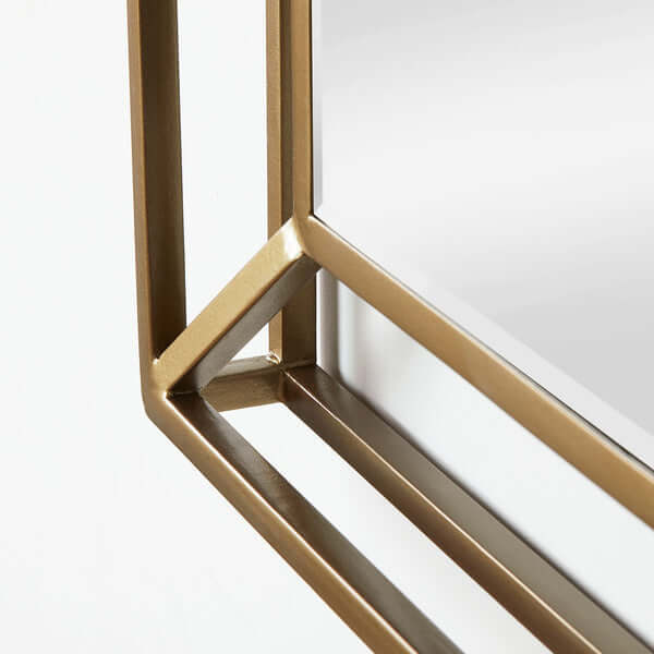 Pooky - Grenada Mirror - Antiqued Brass Finish close-up showing bevelled mirror and frame detail.