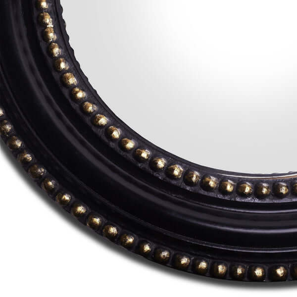 Pooky - Marilyn Mirror displaying a classy convex design with a decorative black and gold frame.