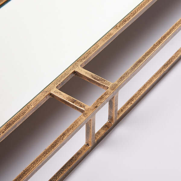 Pooky - Rectangular Necklace Link Mirror - Antique Gold close-up image showing metalwork detail.