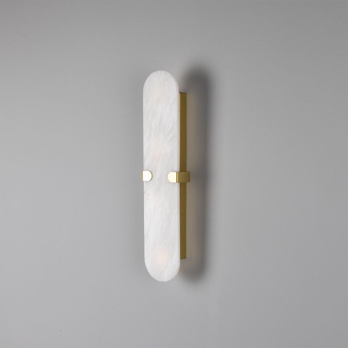 Mullan - Lothian Oval Alabaster Wall Light 35cm IP44 - Satin Brass Finish