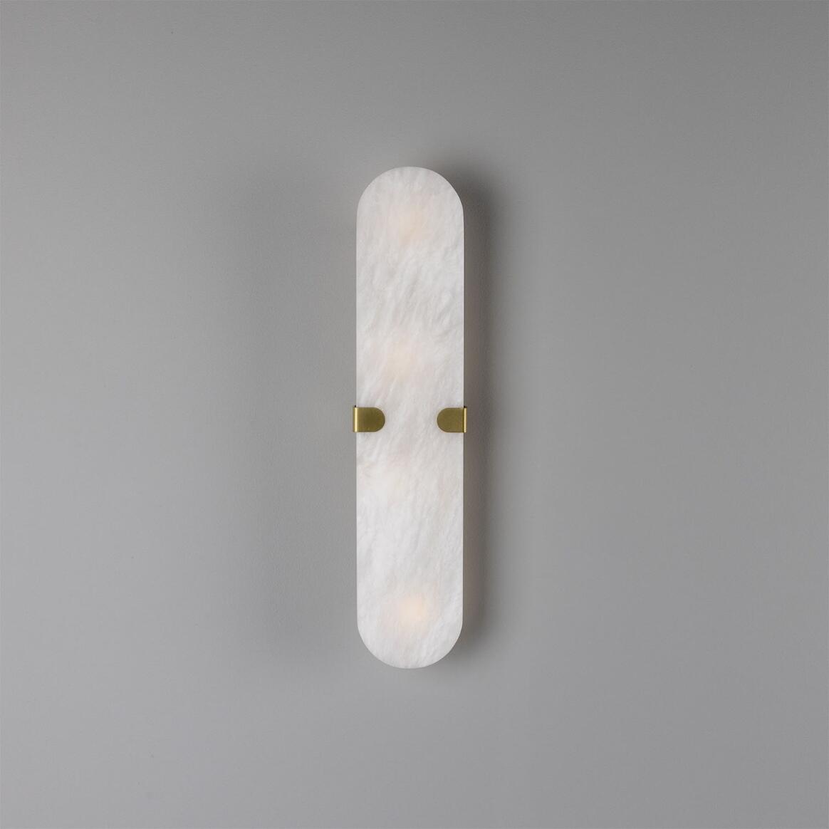 Mullan - Lothian Oval Alabaster Wall Light 35cm IP44 - Satin Brass Finish