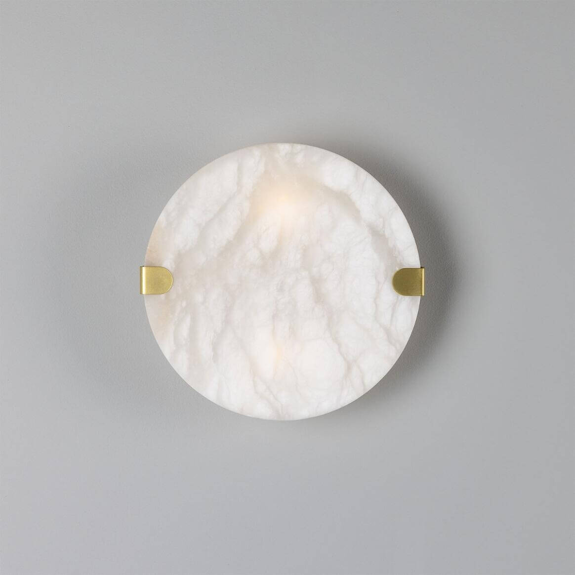 Mullan - Dundee Circular Alabaster Wall Light 25cm IP44 - Satin Brass Finish