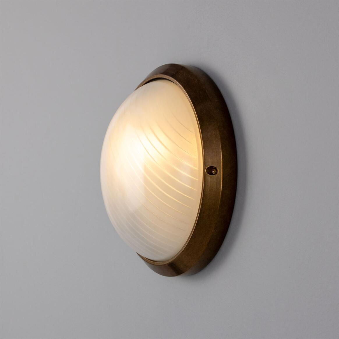 Mullan - Florina Round Dome Outdoor Wall Light 26cm IP44 - Antique Brass Finish