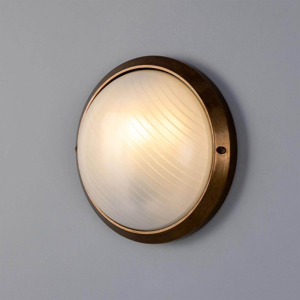 Mullan - Florina Round Dome Outdoor Wall Light 26cm IP44 - Antique Brass Finish