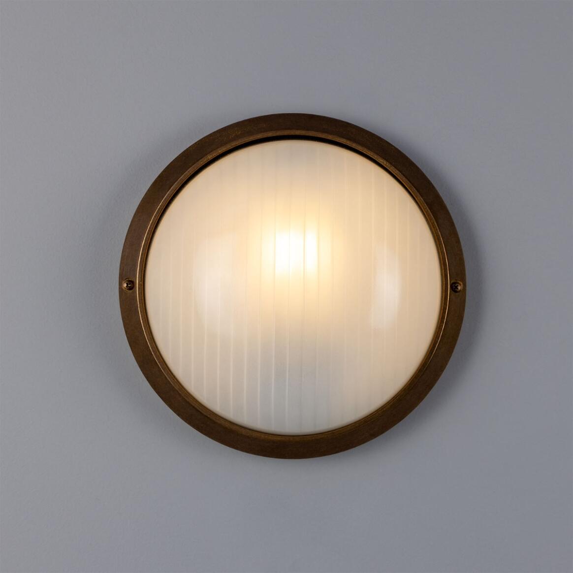 Mullan - Florina Round Dome Outdoor Wall Light 26cm IP44 - Antique Brass Finish