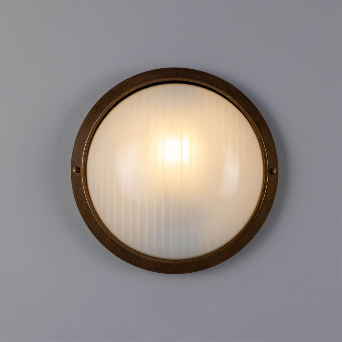 Mullan - Florina Round Dome Outdoor Wall Light 26cm IP44 - Antique Brass Finish