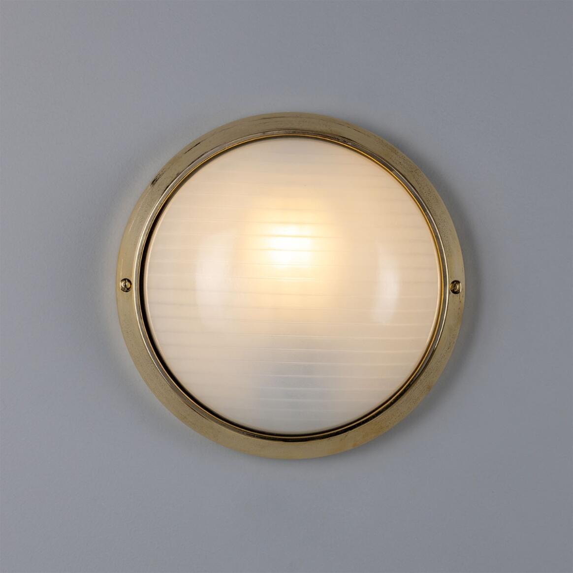 Mullan - Florina Round Dome Outdoor Wall Light 26cm IP44 - Natural Brass Finish