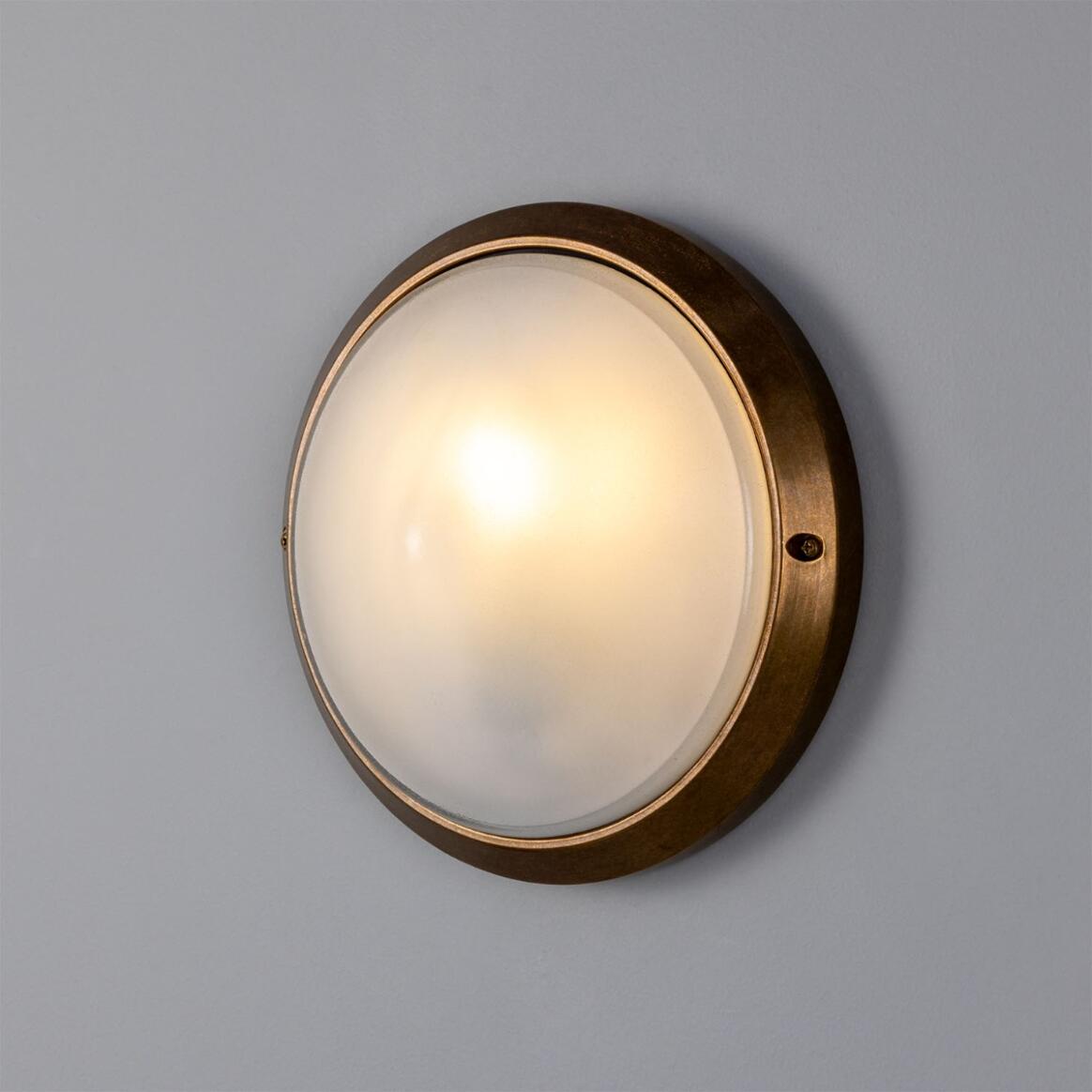 Mullan - Veria Round Pointed Outdoor Wall Light 26cm IP44 - Antique Brass Finish
