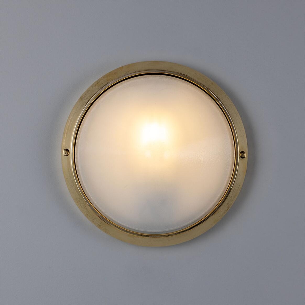 Mullan - Veria Round Pointed Outdoor Wall Light 26cm IP44 - Natural Brass Finish