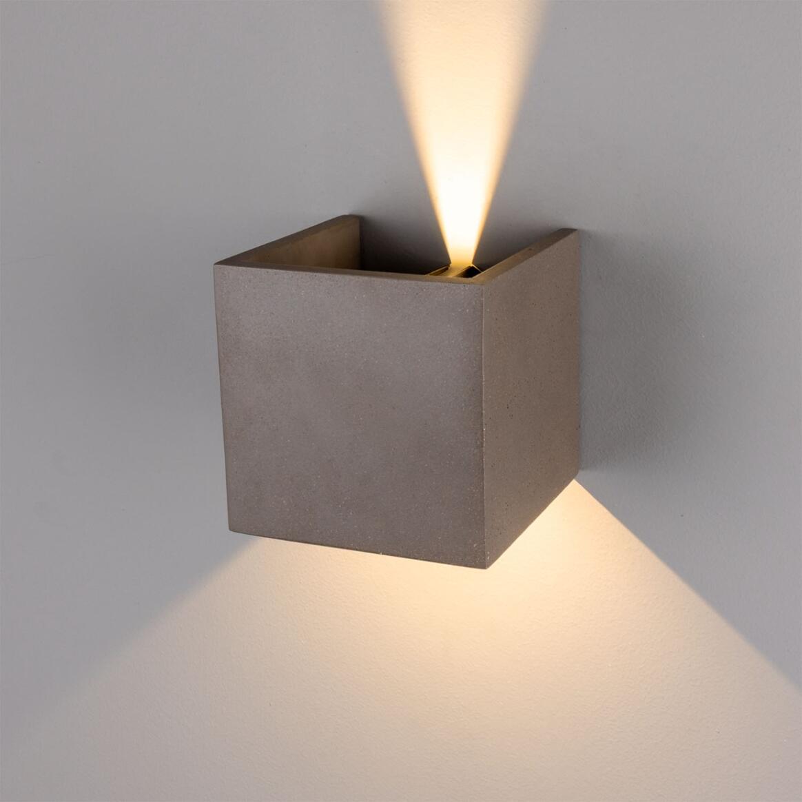 Mullan - Marseille Cube Outdoor Concrete Wall Light 14cm IP65 - Grey Concrete Finish