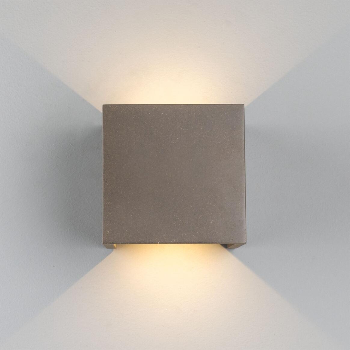 Mullan - Marseille Cube Outdoor Concrete Wall Light 14cm IP65 - Grey Concrete Finish