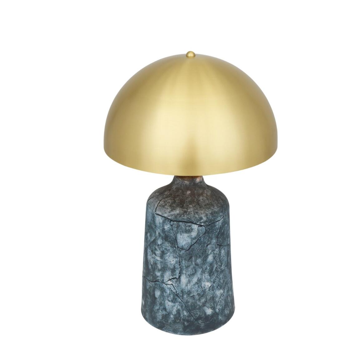 Mullan Cassia Tall Ceramic Table Lamp with Brass Dome Shade - Blue Earth