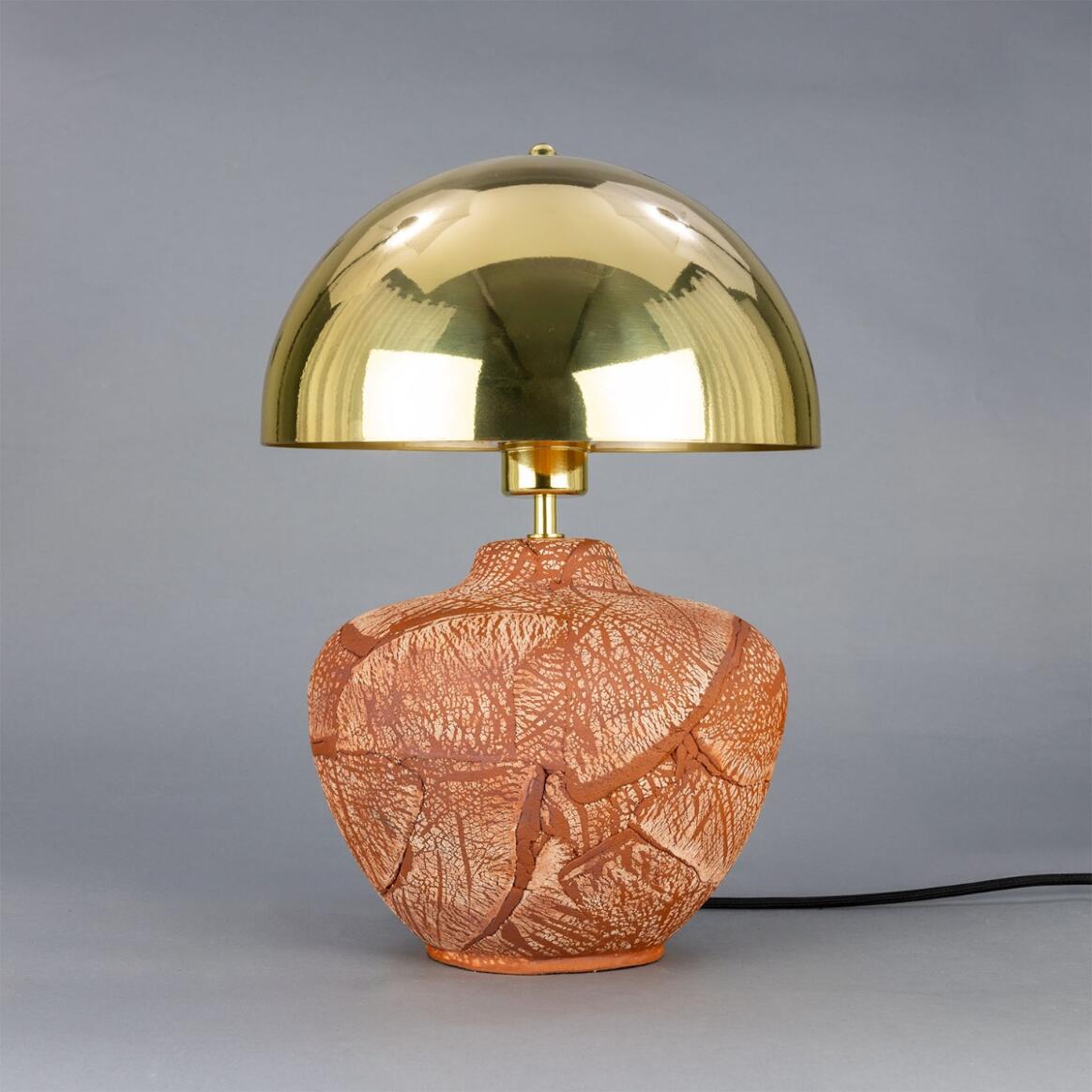 Mullan Lawson Ceramic Table Lamp with Brass Dome Shade - Red Iron