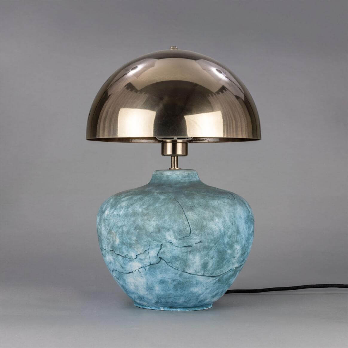 Mullan Lawson Ceramic Table Lamp With Antique Silver Shade - Blue Earth