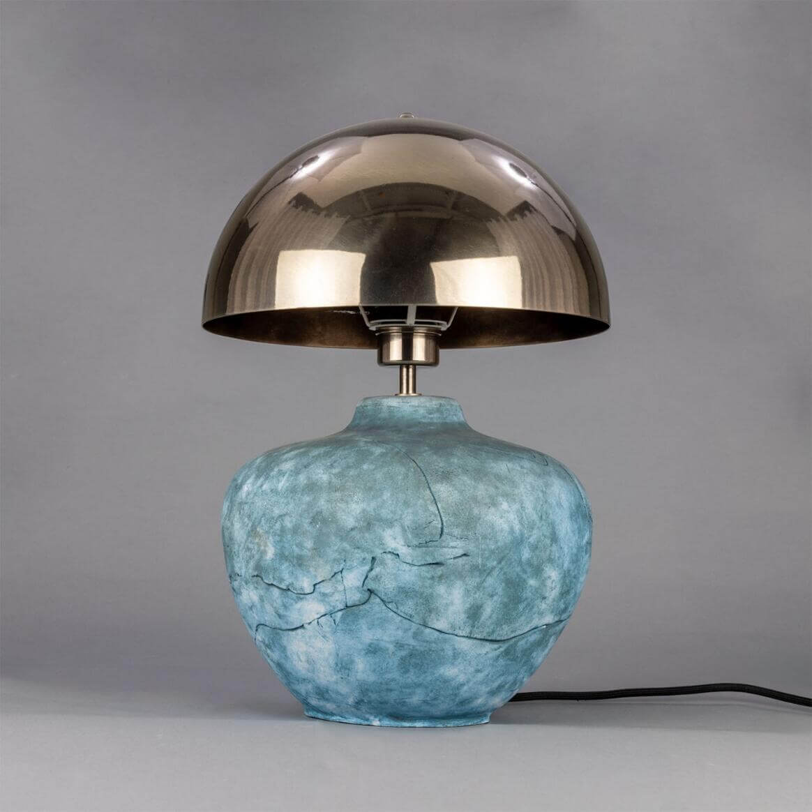 Mullan Lawson Ceramic Table Lamp With Antique Silver Shade - Blue Earth