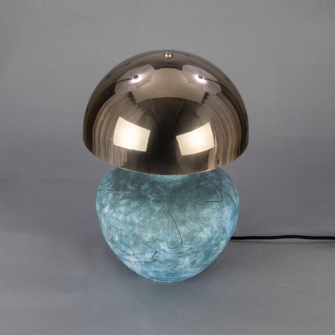 Mullan Lawson Ceramic Table Lamp With Antique Silver Shade - Blue Earth