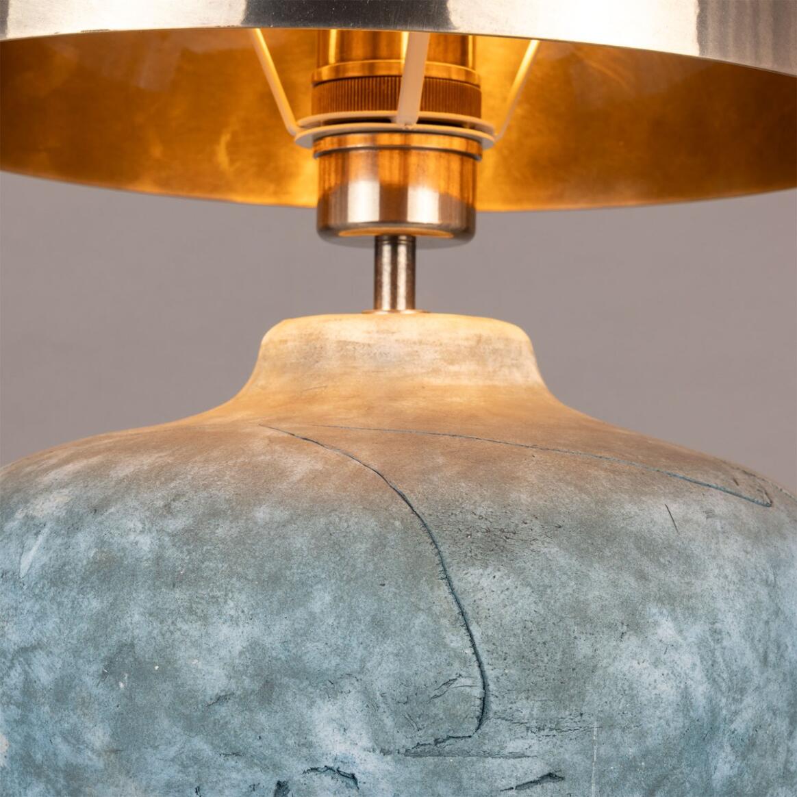 Mullan Lawson Ceramic Table Lamp With Antique Silver Shade - Blue Earth