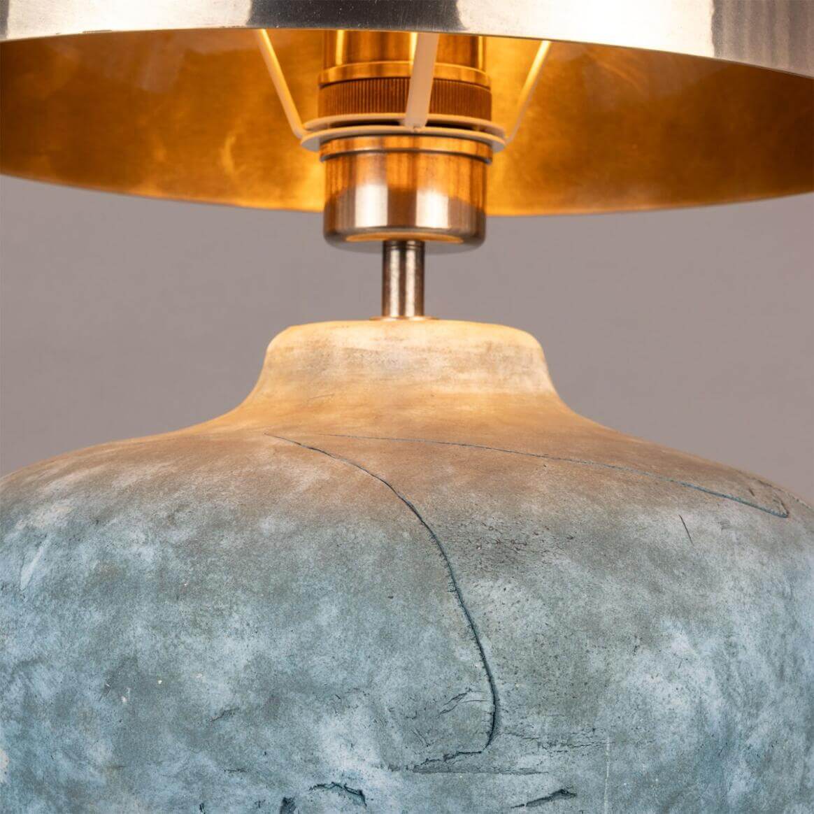 Mullan Lawson Ceramic Table Lamp With Antique Silver Shade - Blue Earth