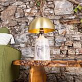 Mullan Cassia Tall Ceramic Marbled Table Lamp with Brass Dome Shade