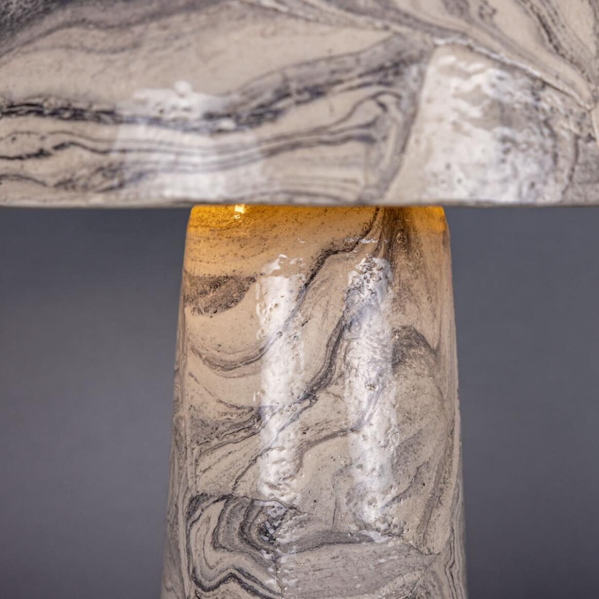Mullan Amanita Small Marbled Ceramic Mushroom Table Lamp - Powder Coated Matte Black