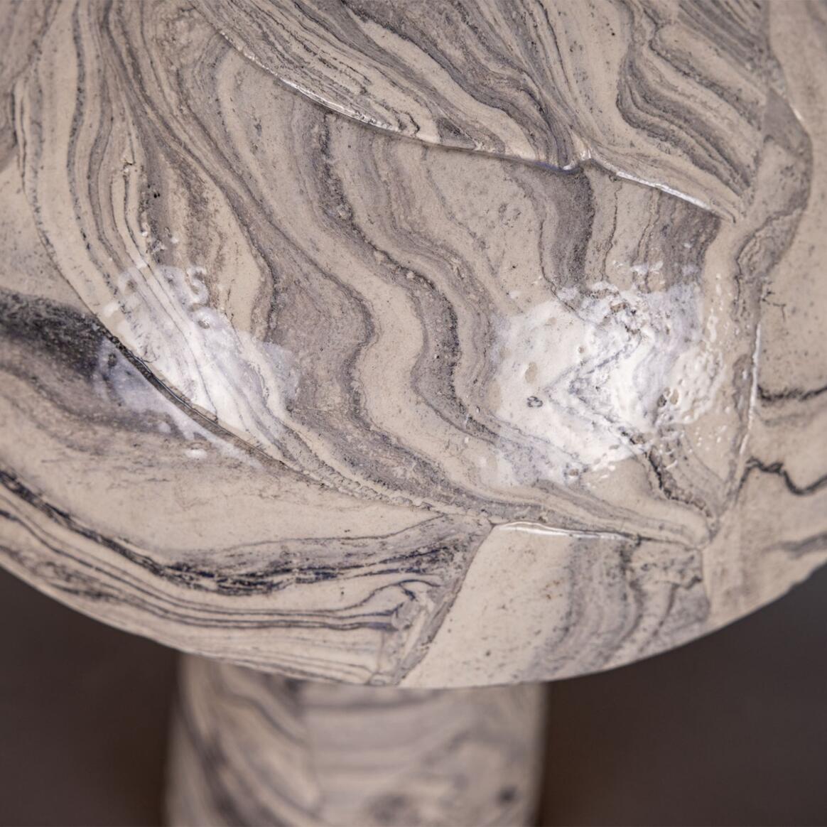 Mullan Amanita Small Marbled Ceramic Mushroom Table Lamp - Powder Coated Matte Black