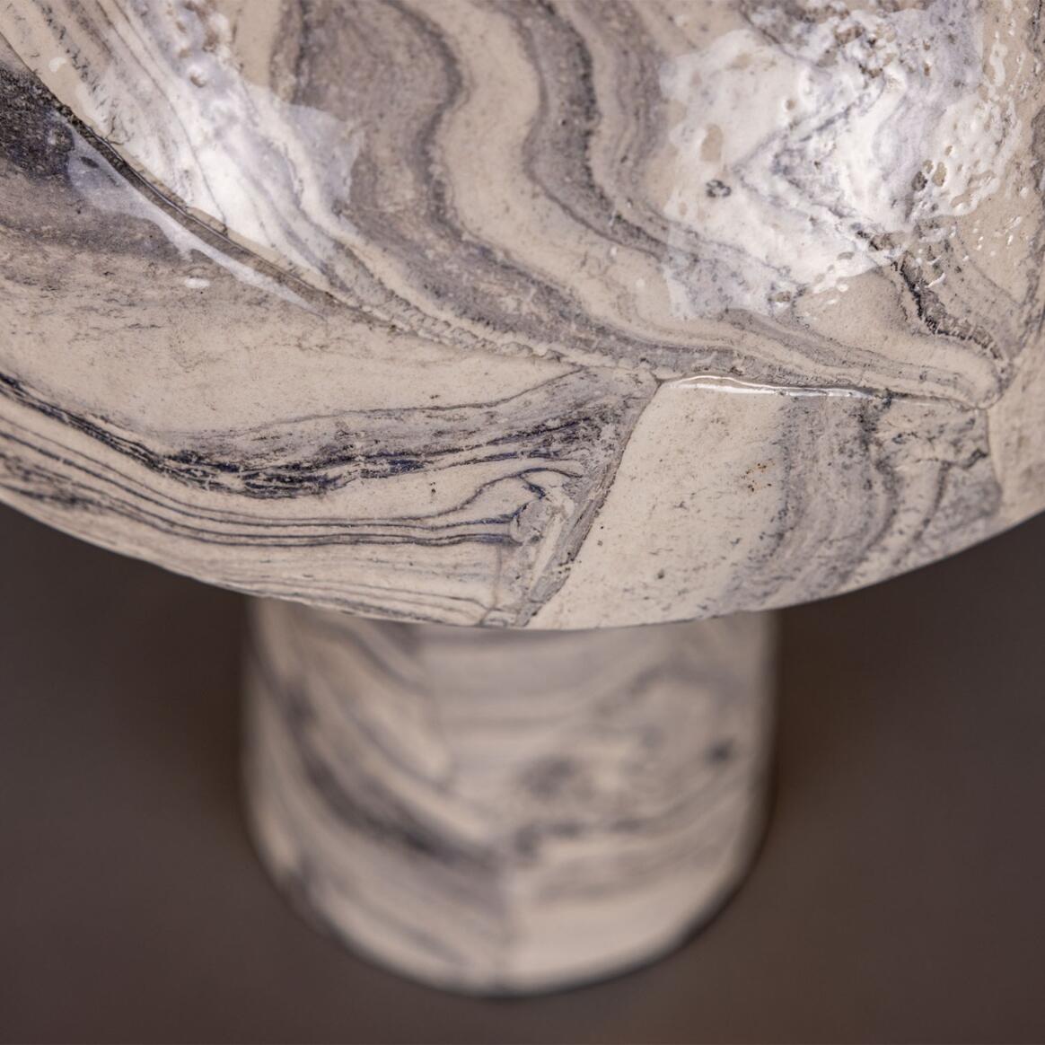 Mullan Amanita Small Marbled Ceramic Mushroom Table Lamp - Powder Coated Matte Black