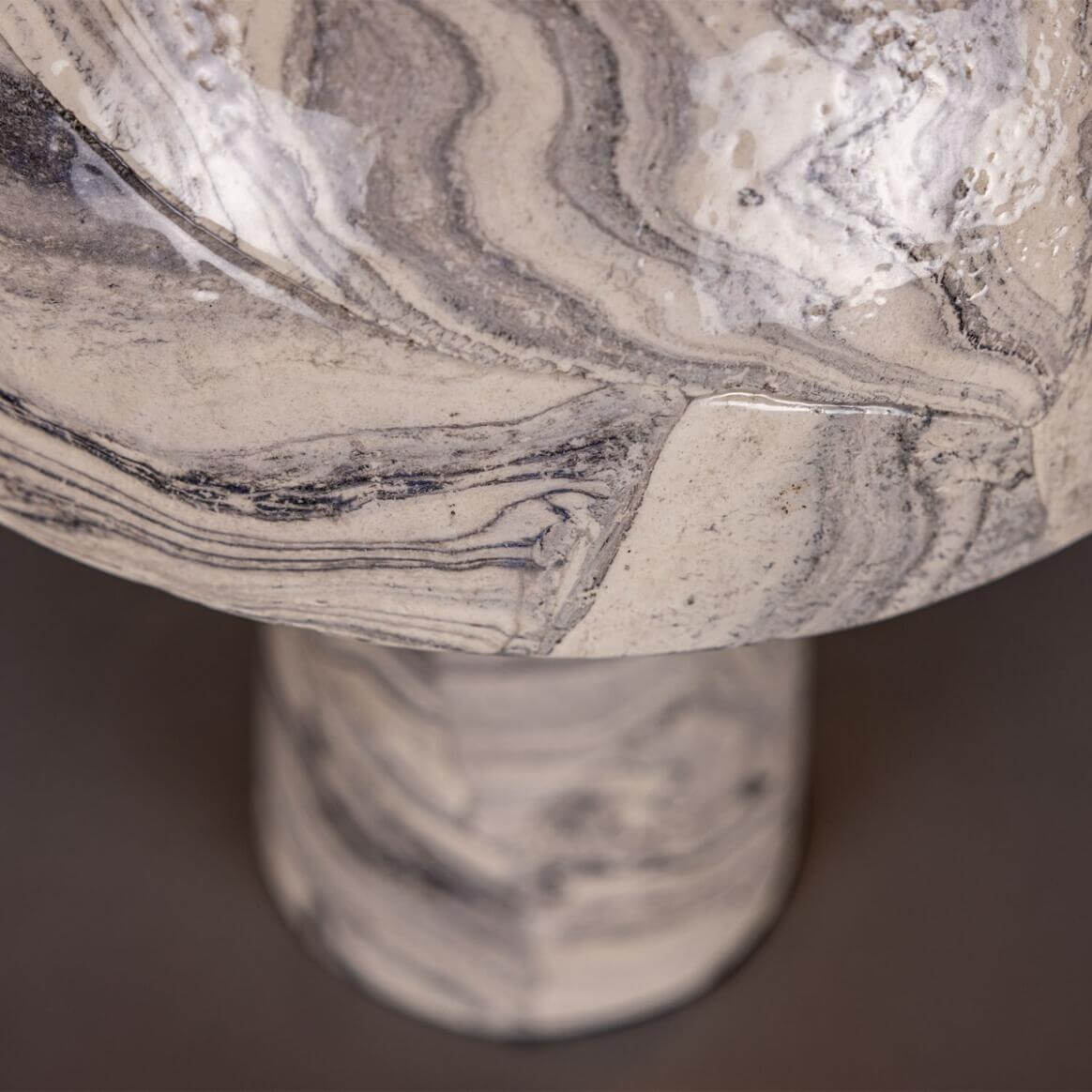 Mullan Amanita Small Marbled Ceramic Mushroom Table Lamp - Powder Coated Matte Black