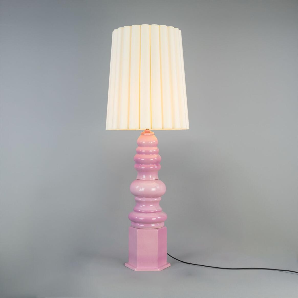 Mullan Safi Large Ceramic Table Lamp with Fabric Shade 138cm IP20 - Carnation Pink Finish