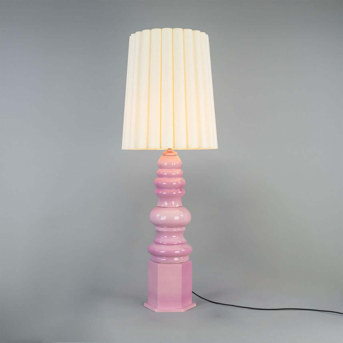 Mullan Safi Large Ceramic Table Lamp with Fabric Shade 138cm IP20 - Carnation Pink Finish