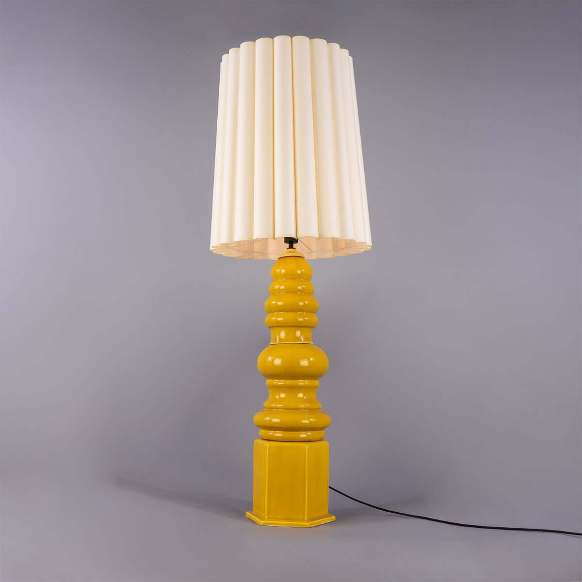 Mullan Safi Large Ceramic Table Lamp with Fabric Shade 138cm IP20 - Mustard Yellow Finish