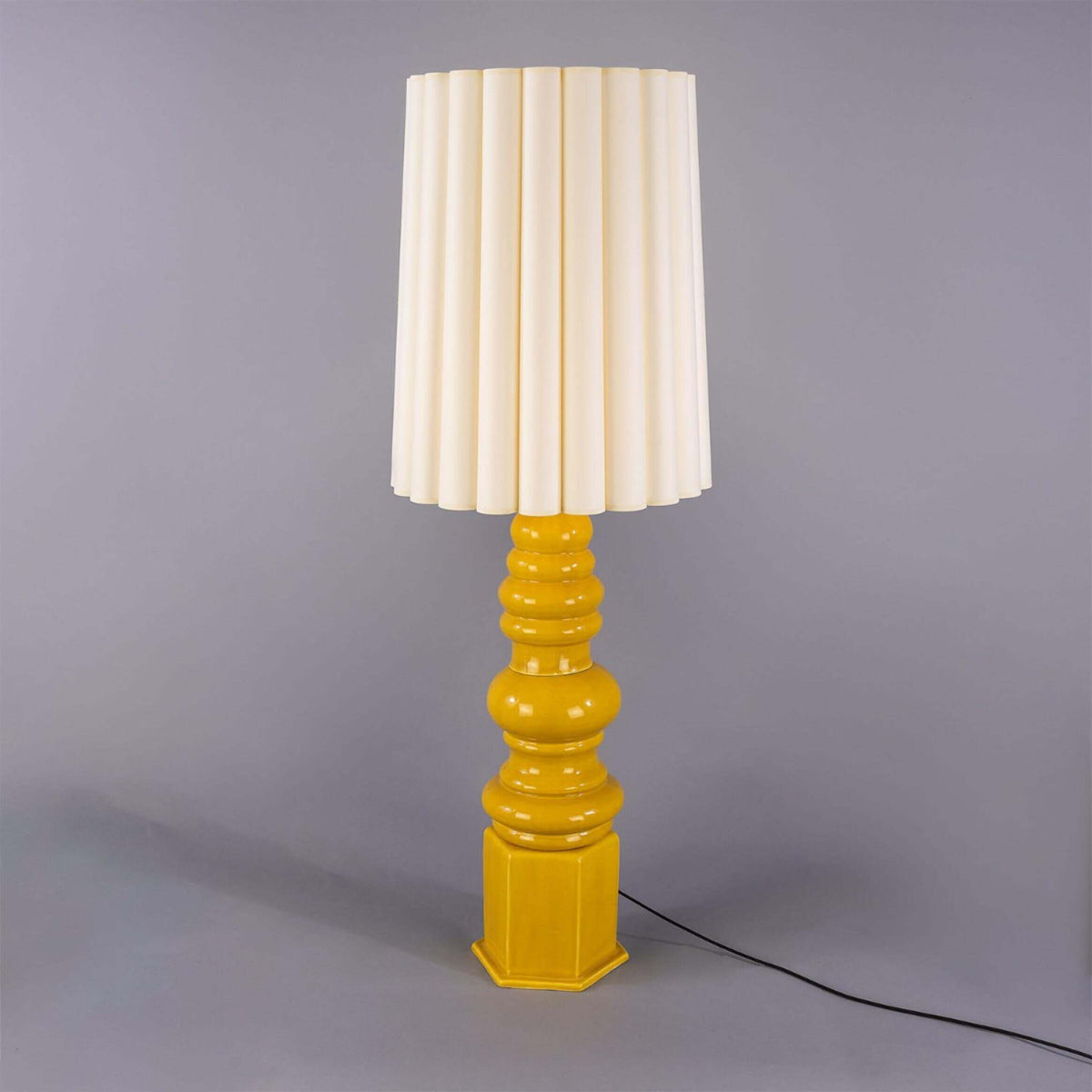 Mullan Safi Large Ceramic Table Lamp with Fabric Shade 138cm IP20 - Mustard Yellow Finish