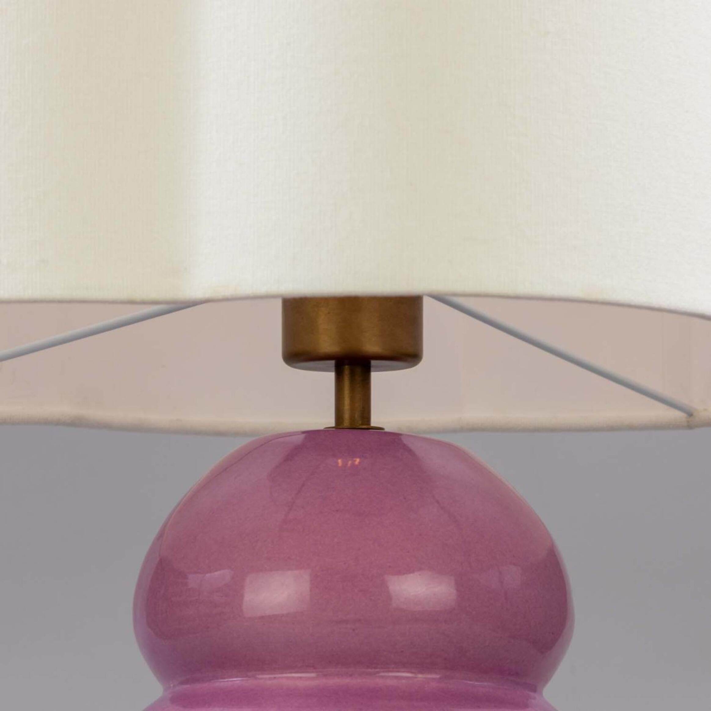 Mullan Safi Small Ceramic Table Lamp with Fabric Shade 75cm IP20 - Carnation Pink Finish
