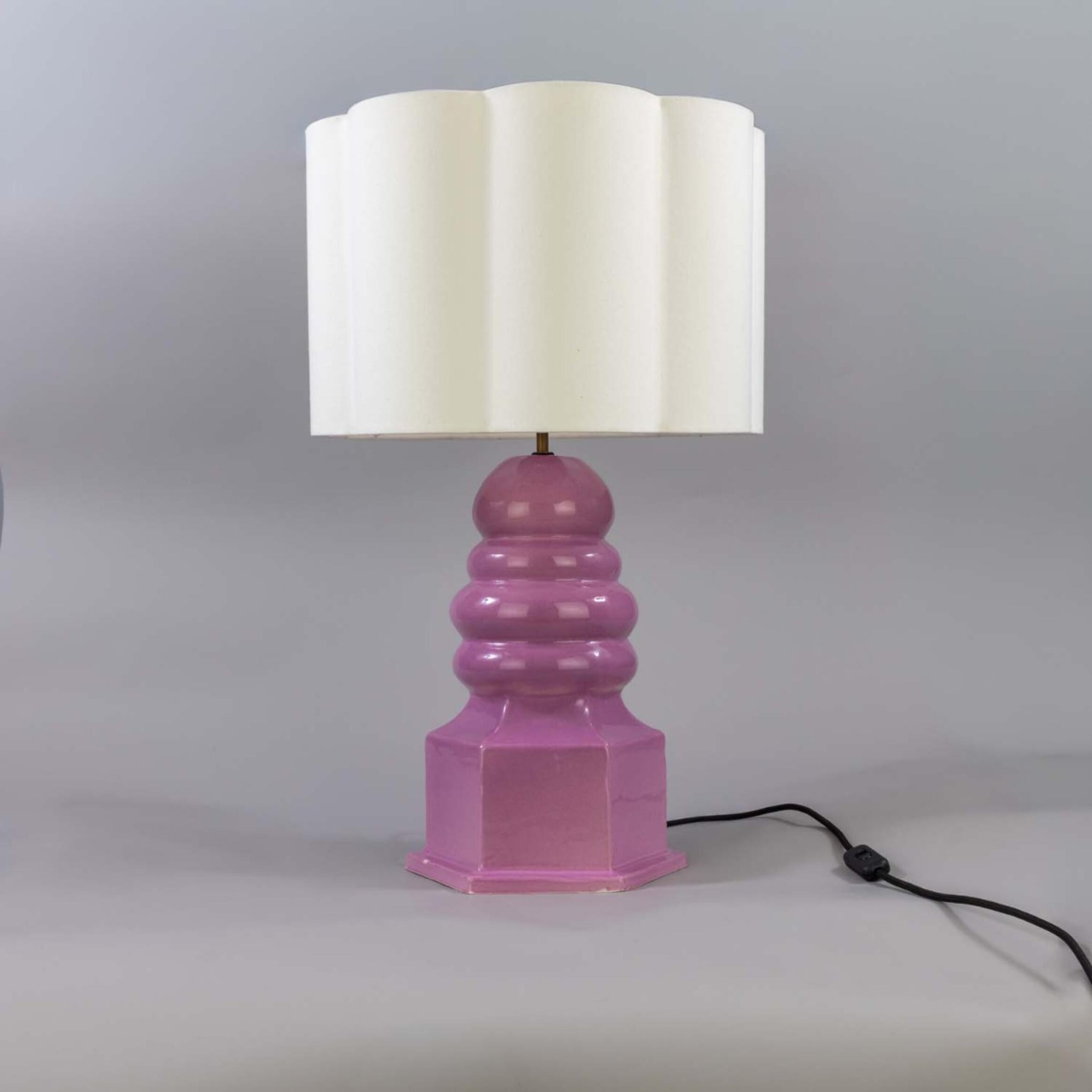 Mullan Safi Small Ceramic Table Lamp with Fabric Shade 75cm IP20 - Carnation Pink Finish