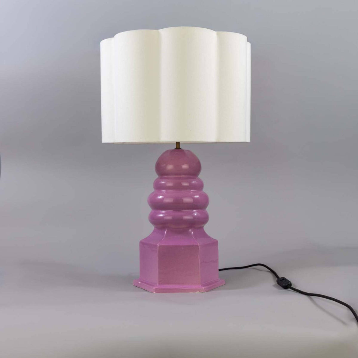 Mullan Safi Small Ceramic Table Lamp with Fabric Shade 75cm IP20 - Carnation Pink Finish