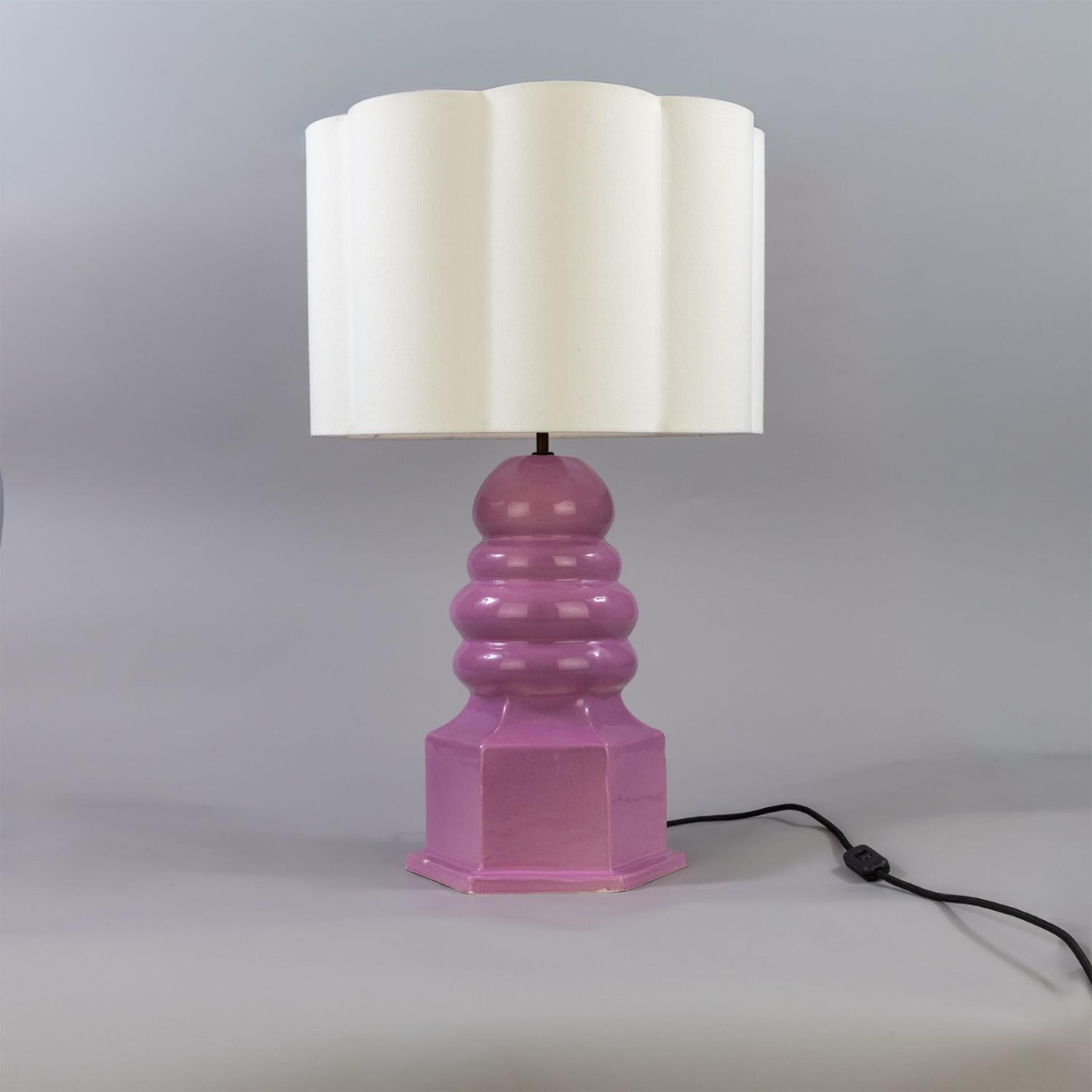 Mullan Safi Large Ceramic Table Lamp with Fabric Shade 138cm IP20 - Carnation Pink Finish