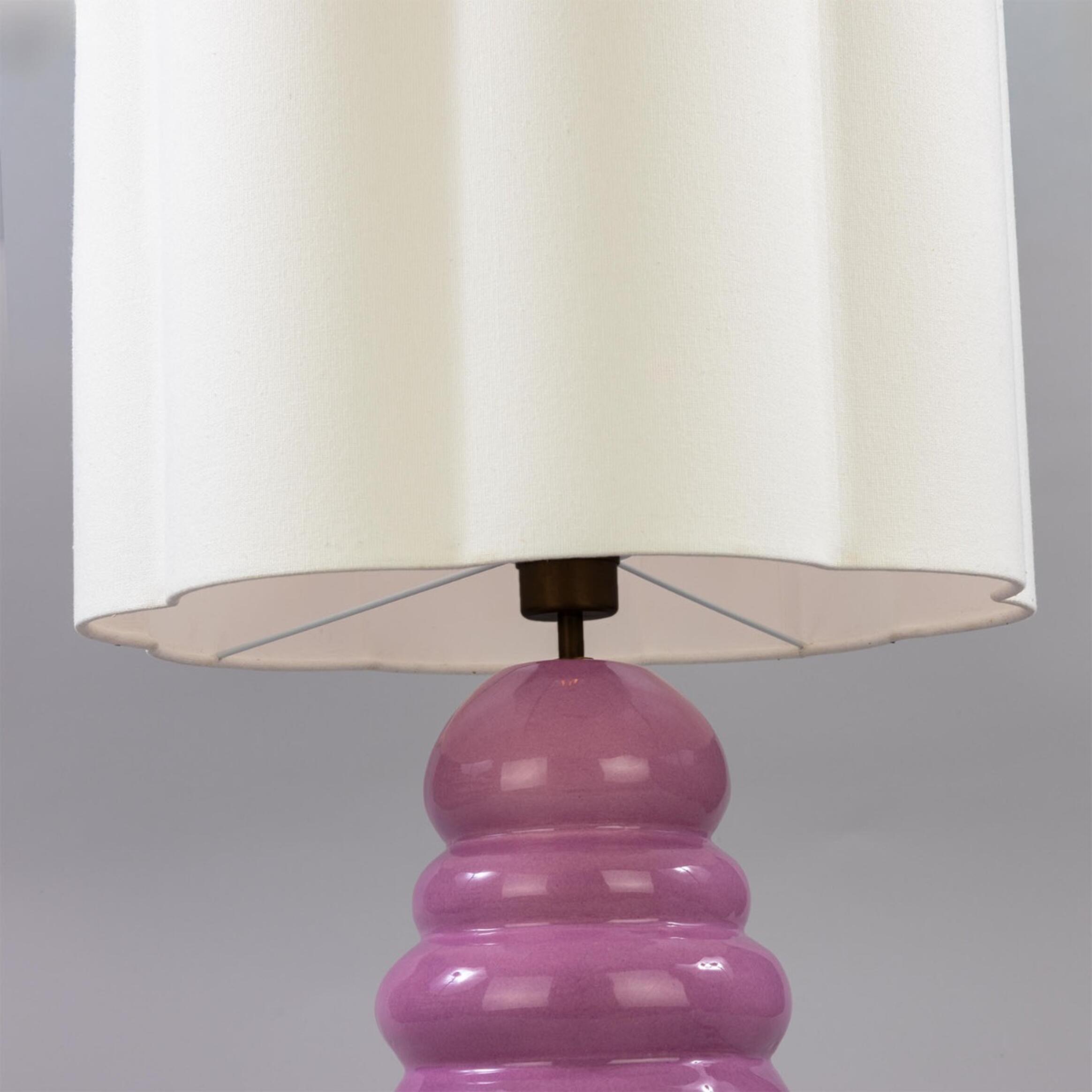 Mullan Safi Small Ceramic Table Lamp with Fabric Shade 75cm IP20 - Carnation Pink Finish