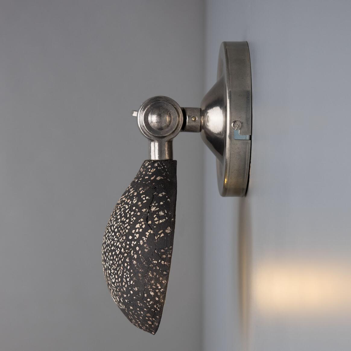 Mullan - Coco Adjustable Ceramic Wall Light Black Clay 10.5cm IP20 - Antique Silver Finish